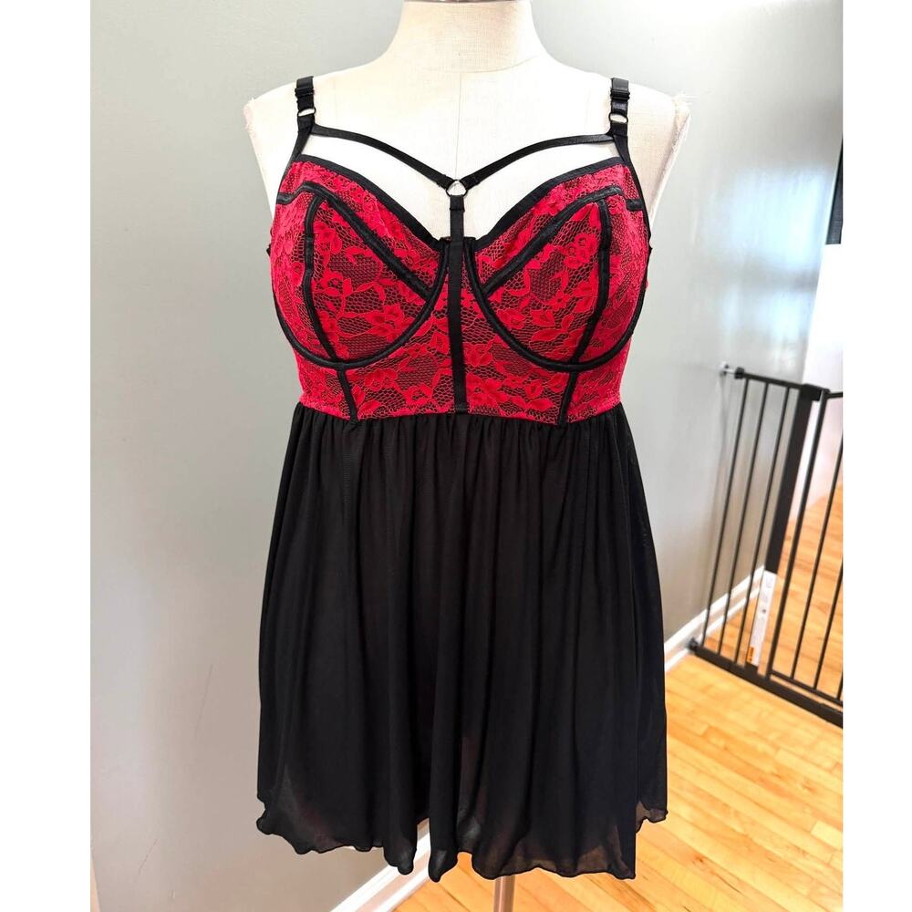 Torrid 3 (3X 22/24) Sexy Strappy Underwire Sheer Babydoll Lingerie Chemise New